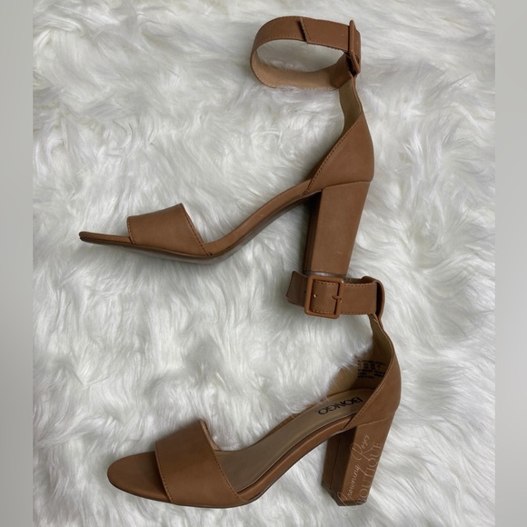 Size 8.5 Women’s Brown Bongo Strappy Pump w Ankle Buckle, Mid Height Chunky Heel - Picture 5 of 15